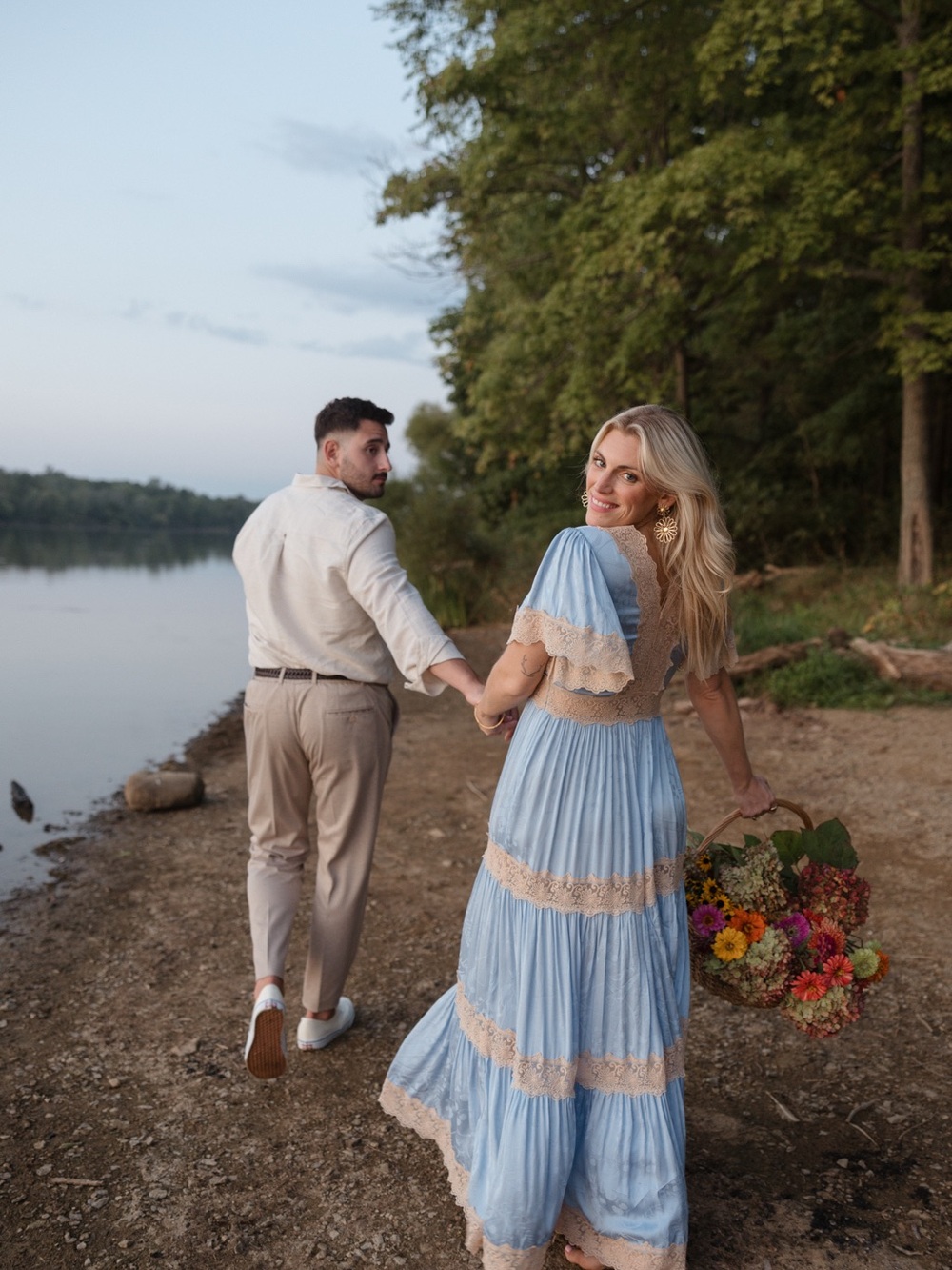 Free People Spell Boho Light Blue Lace Tiered Maxi Dress